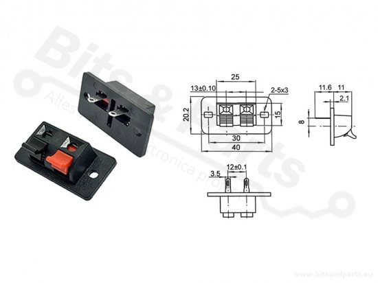 Luidspreker Chassis / Terminal rechthoekig enkel 